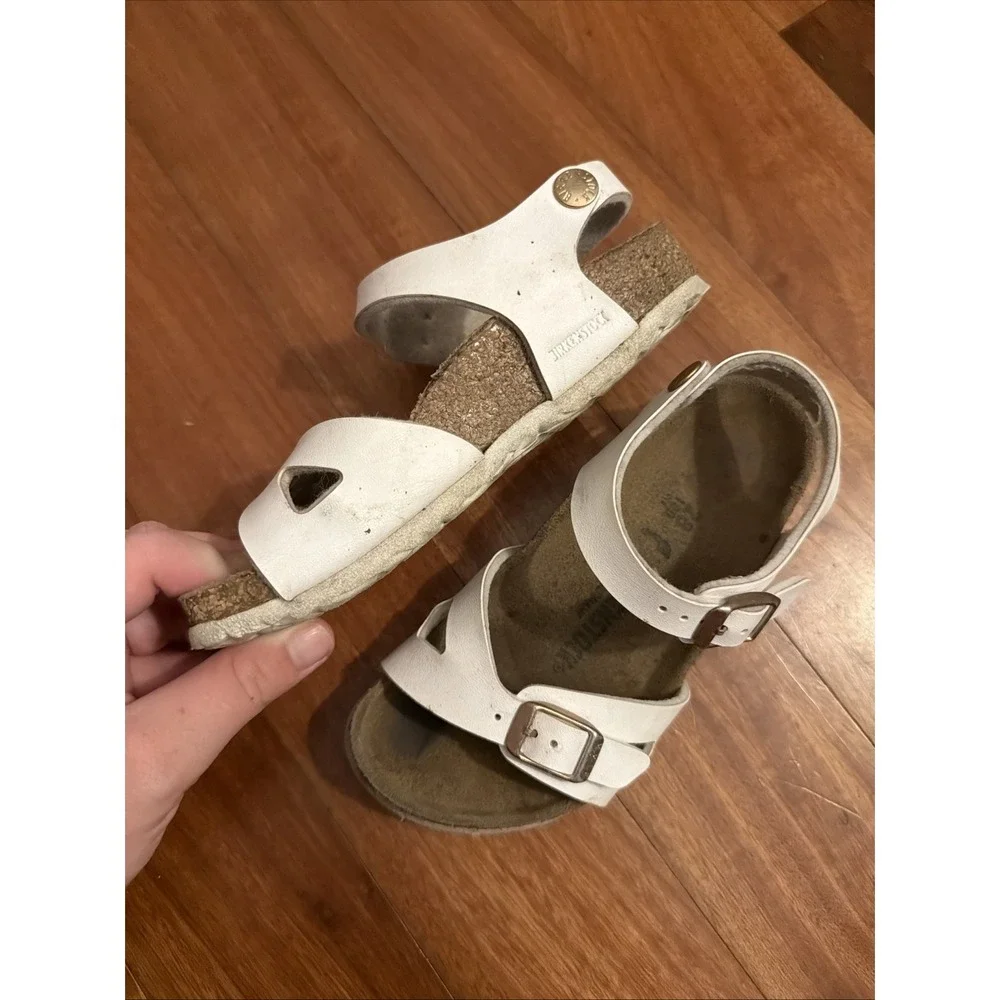 Birkenstock Rio Kids Sandals White Size EU 28 US 11 Narrow Ankle Strap Girls